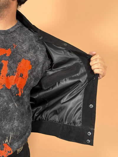 high school bomber velvet black