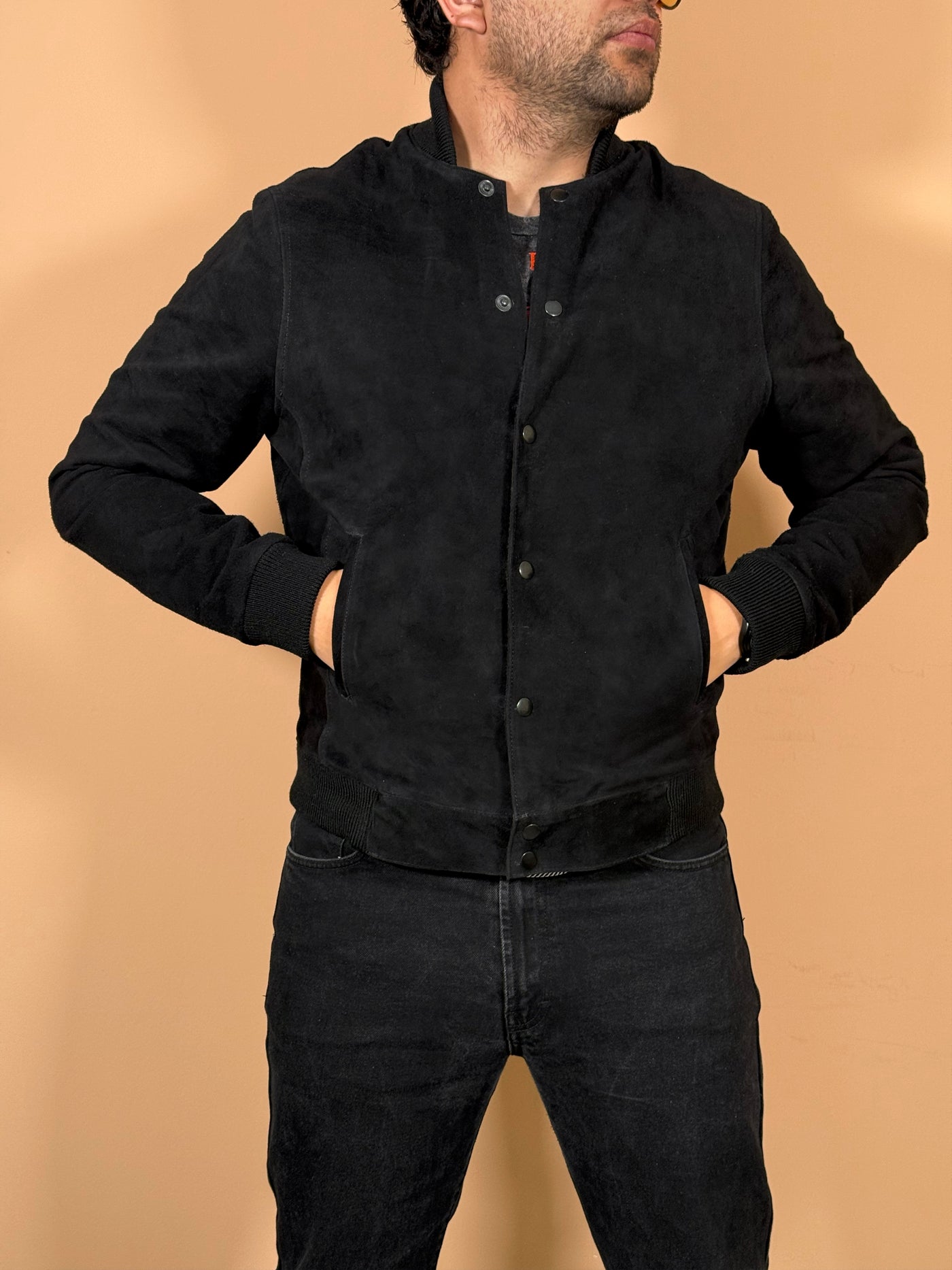 high school bomber velvet black
