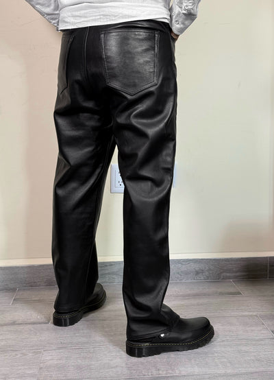 Loose fit leather jeans