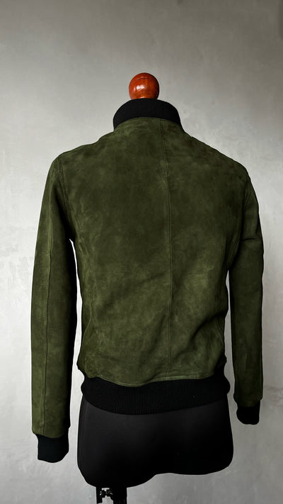 Bomber verde militar gamuza