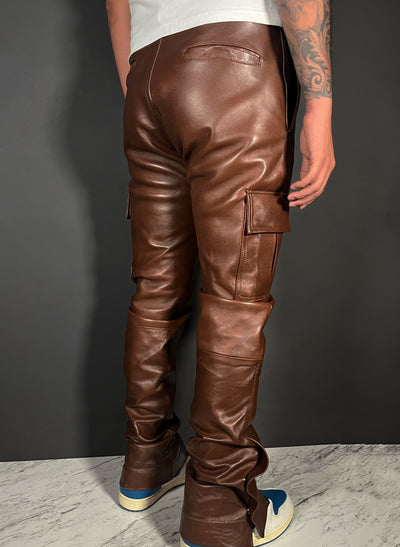 Cargo caramelo leather pants