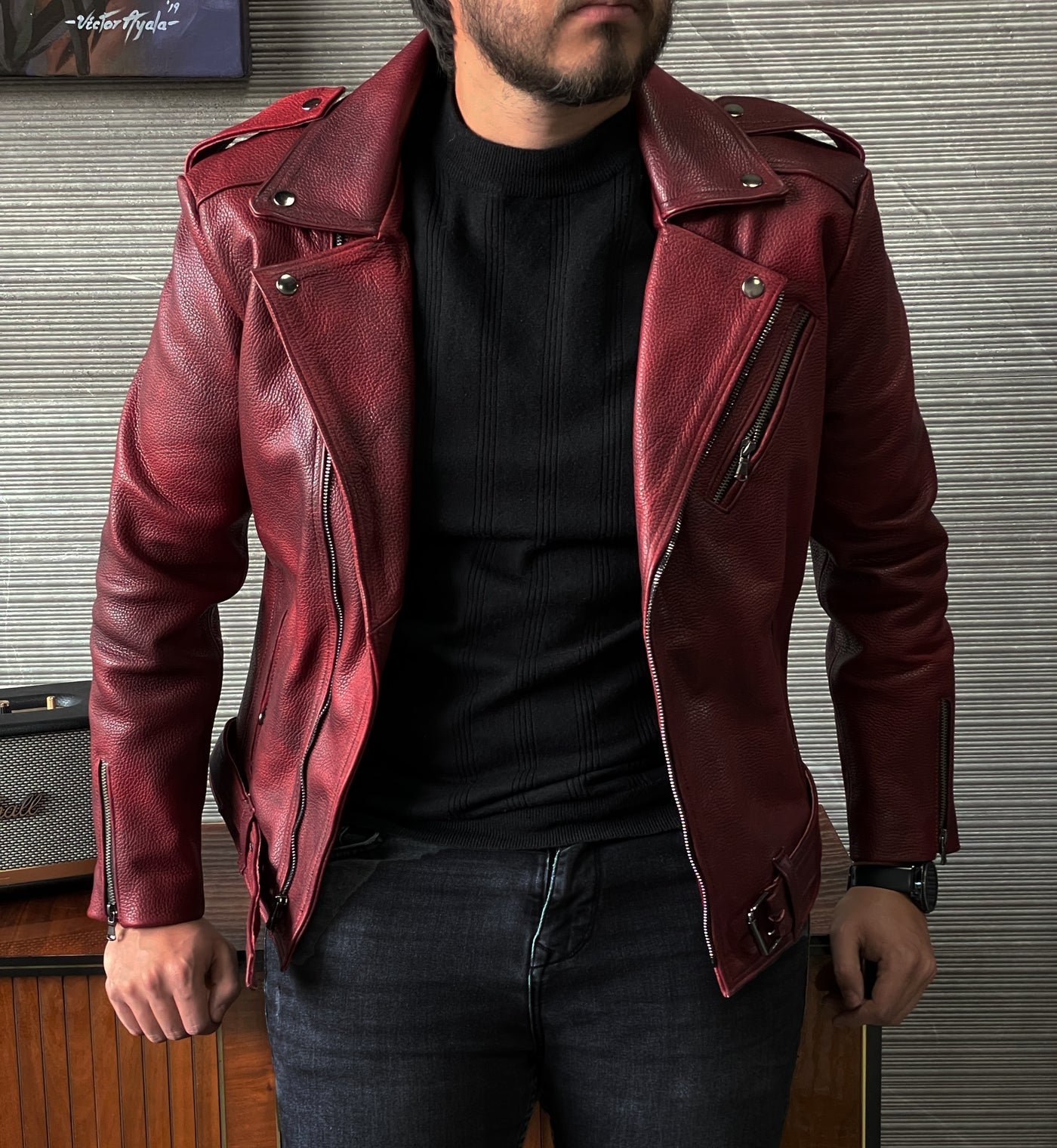 Chaqueta Roja Chompa Roja Hombre Chaqueta Bomber Jacket Hombre